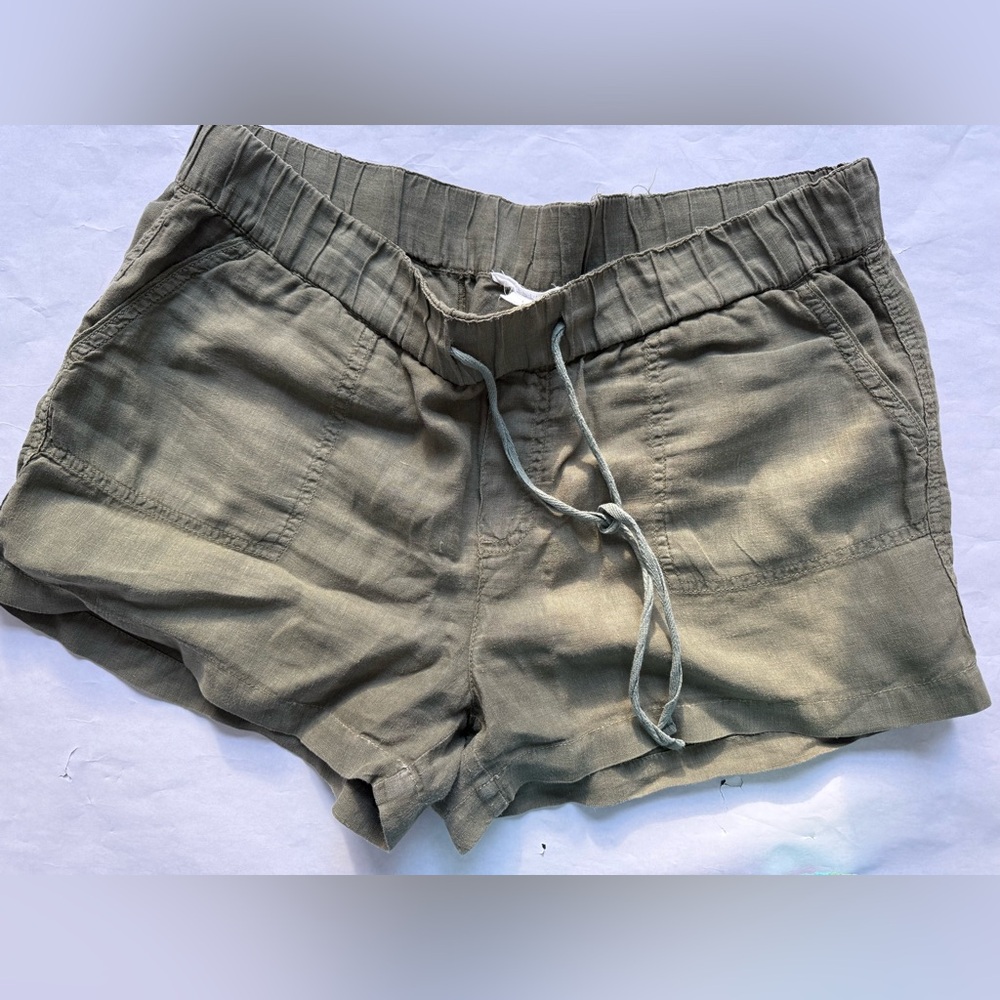 Caslon linen shorts drawstring green size large